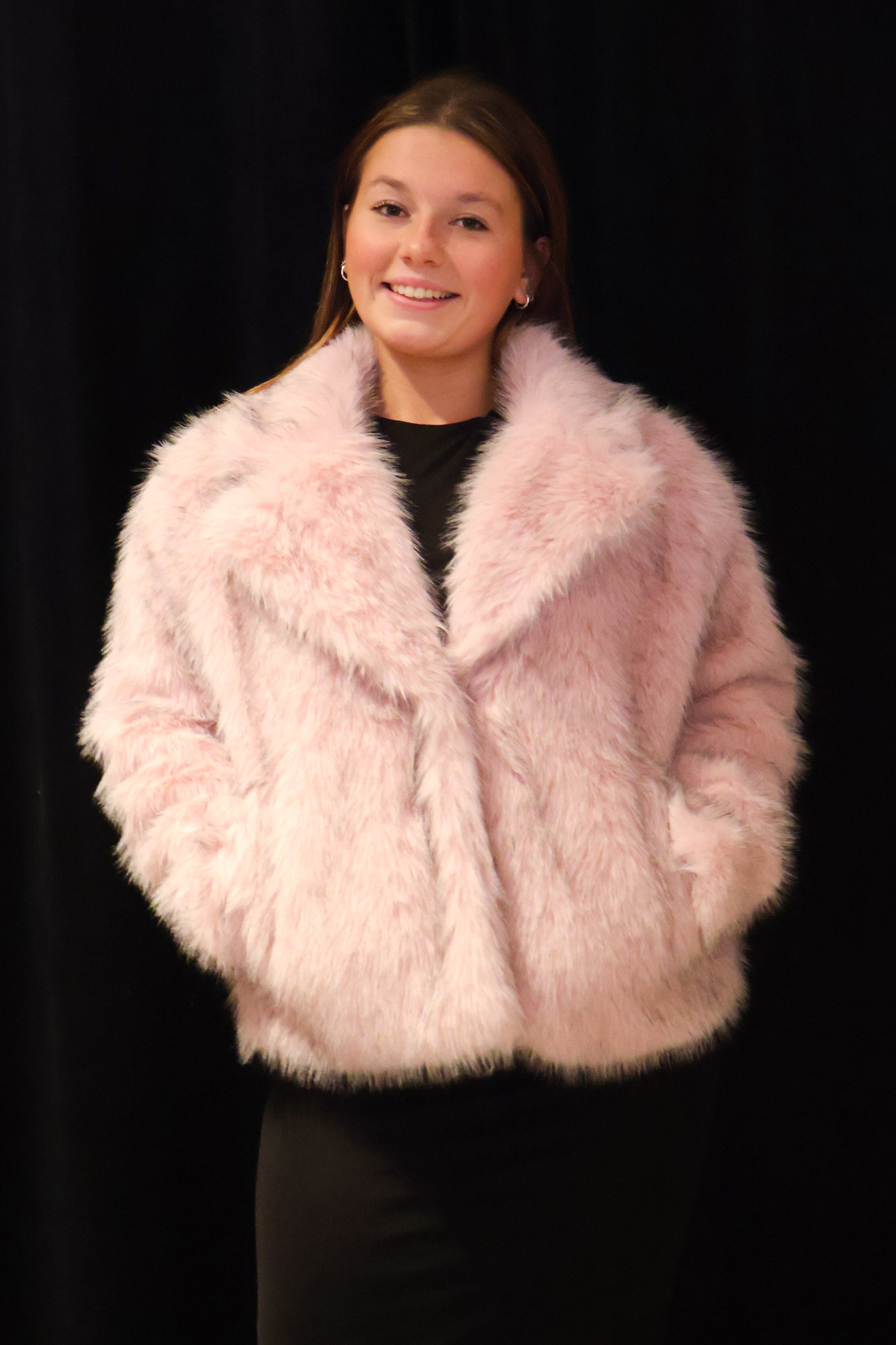 Faux Two-Tone Fur Coat