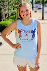 Red, White & Blue Coquette Bows USA Graphic Tank