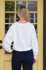 V-Neck Drop Shoulder Viscose Knit Sweater