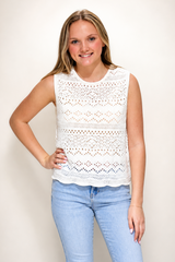 Scallop Hem Crochet Sweater Top