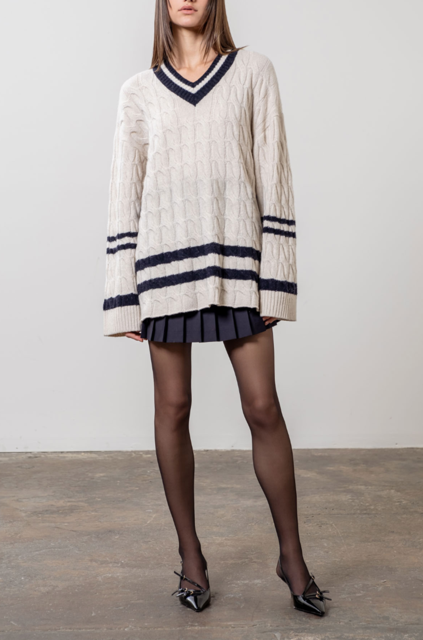 Striped Cable Knit Sweater