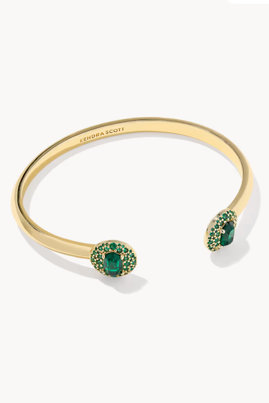 Bella Gold Cuff Bracelet - Green