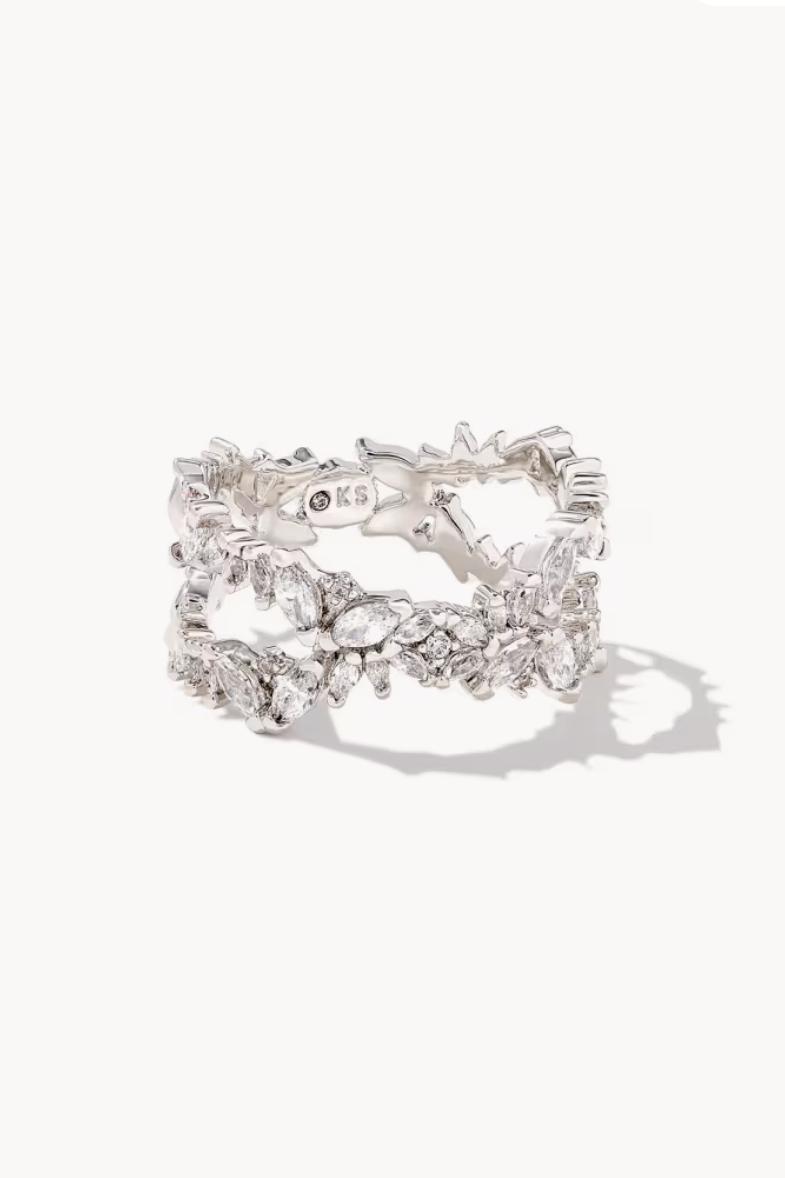 Rosalie Rhodium Double Band Ring