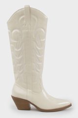 Dixie Western Boots - Ivory Patent