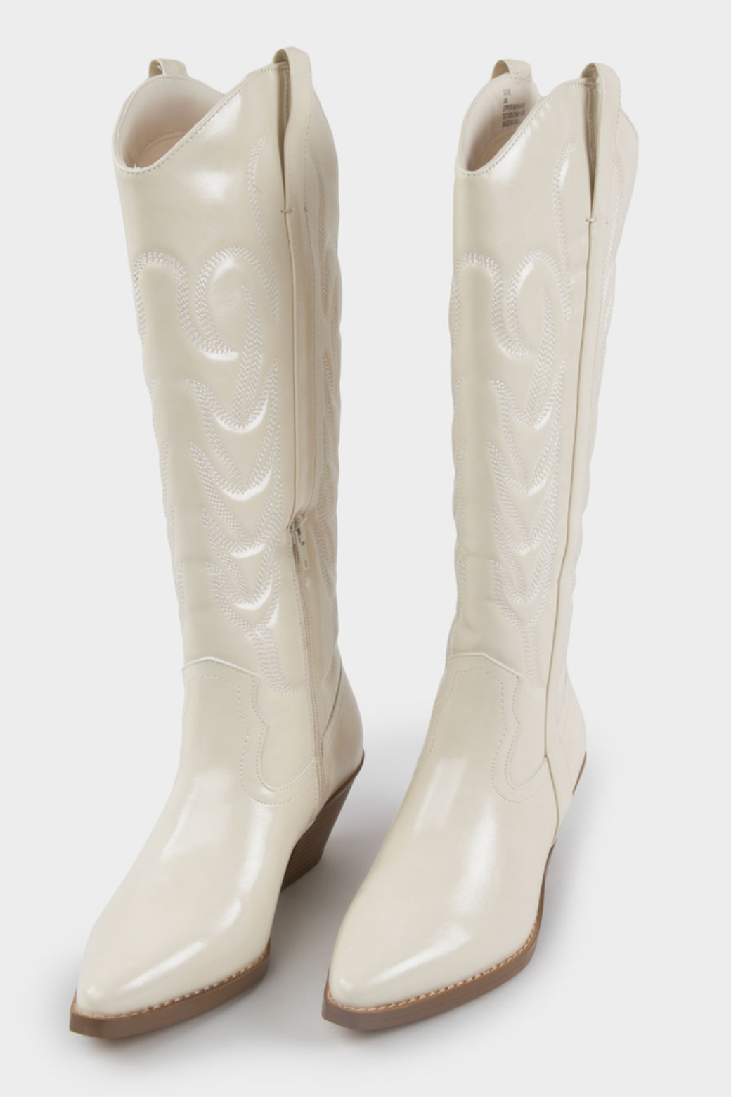 Dixie Western Boots - Ivory Patent