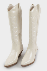 Dixie Western Boots - Ivory Patent