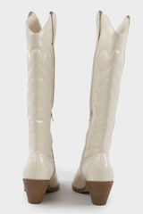 Dixie Western Boots - Ivory Patent