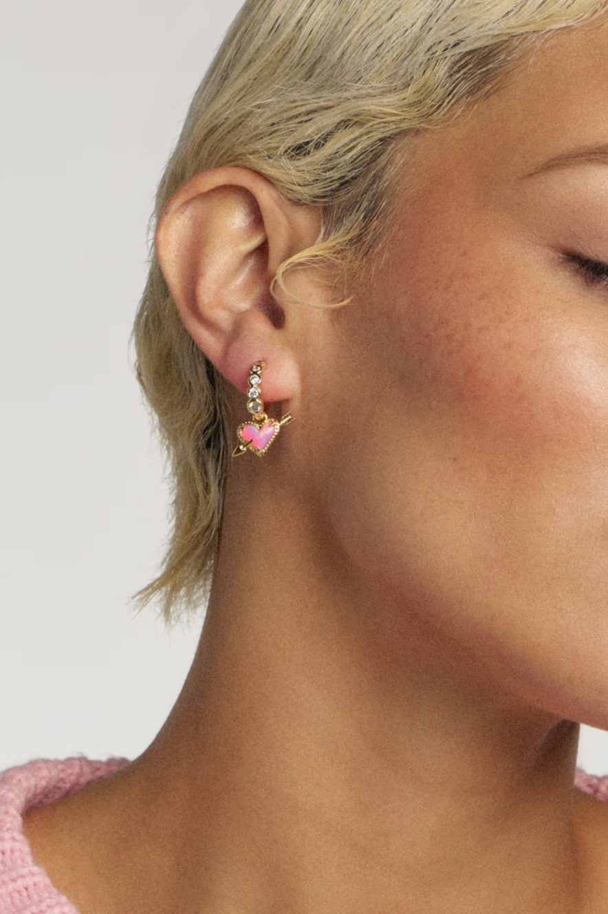 Ari Heart Arrow Gold Convertible Huggie Earrings