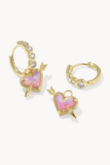 Ari Heart Arrow Gold Convertible Huggie Earrings