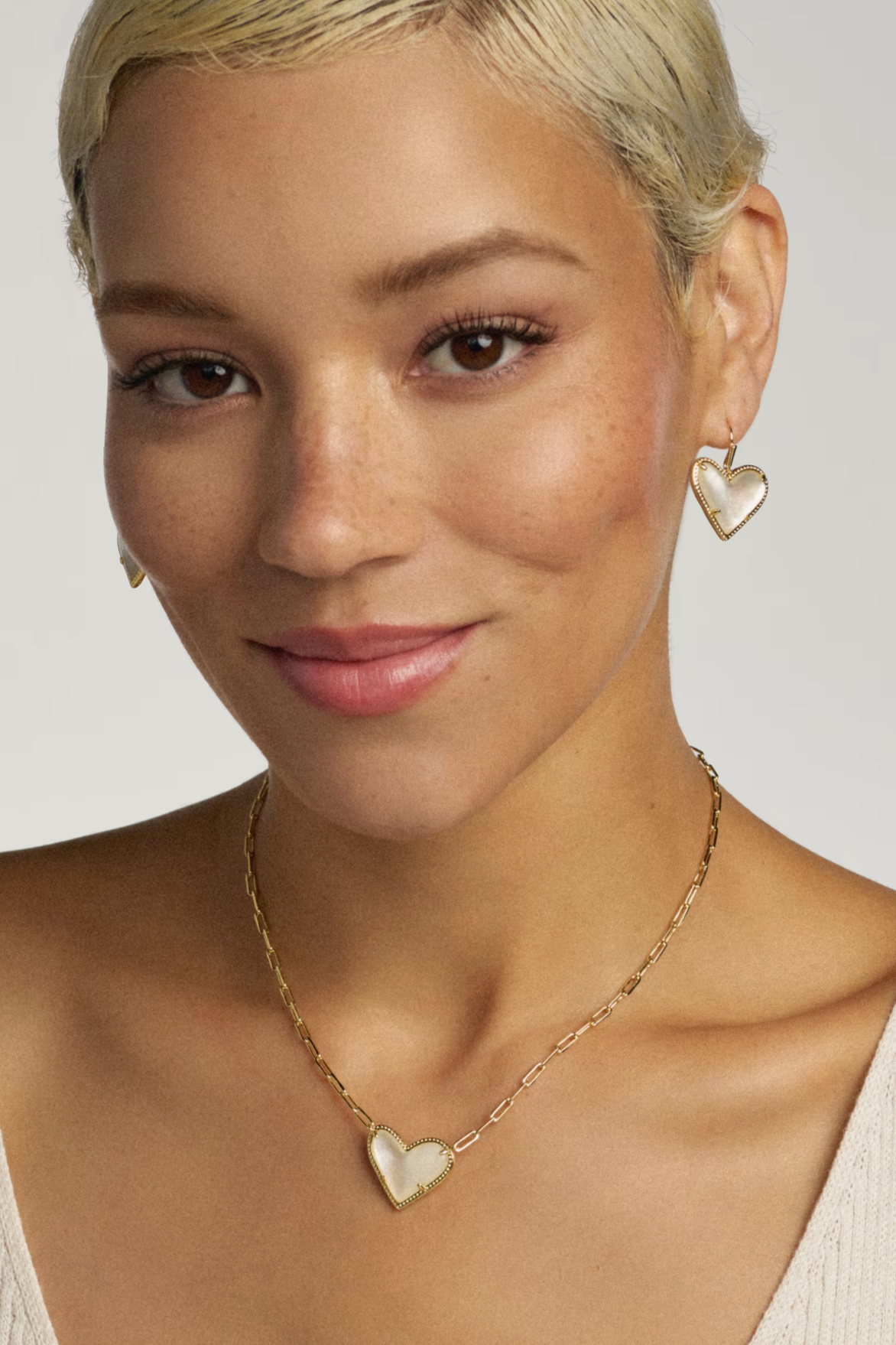 Ari Heart Statement Gold Drop Earrings