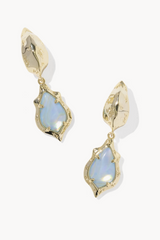 Adriana Scallop Frame Gold Huggie Earrings - Sky