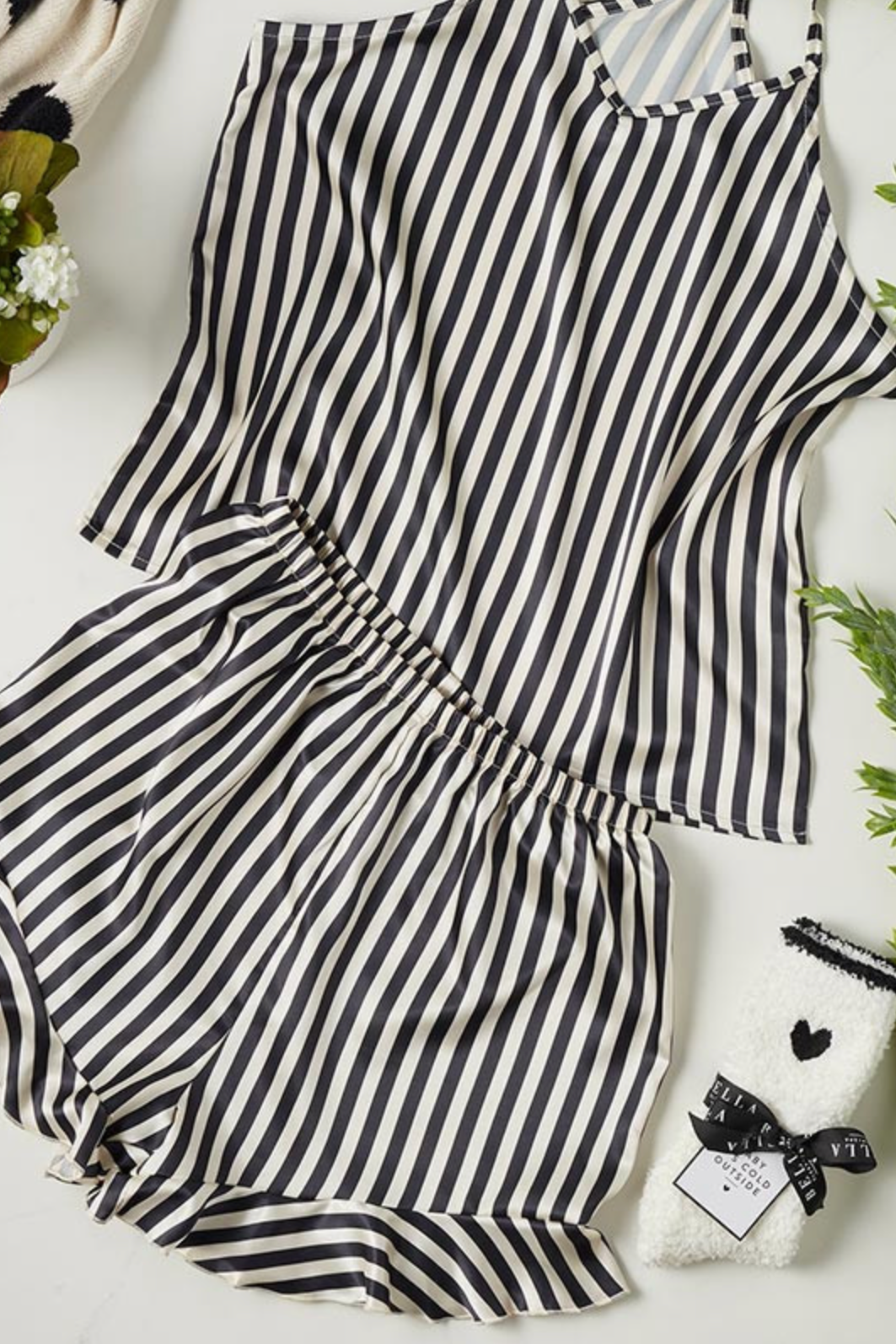 Striped Cami + Ruffled Shorts PJ Set