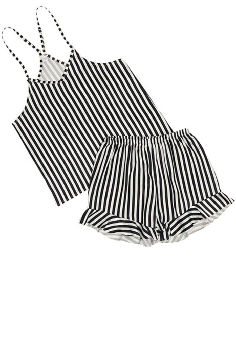 Striped Cami + Ruffled Shorts PJ Set