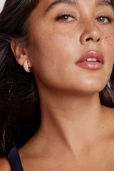 Bella Gold Hoop Earrings - White