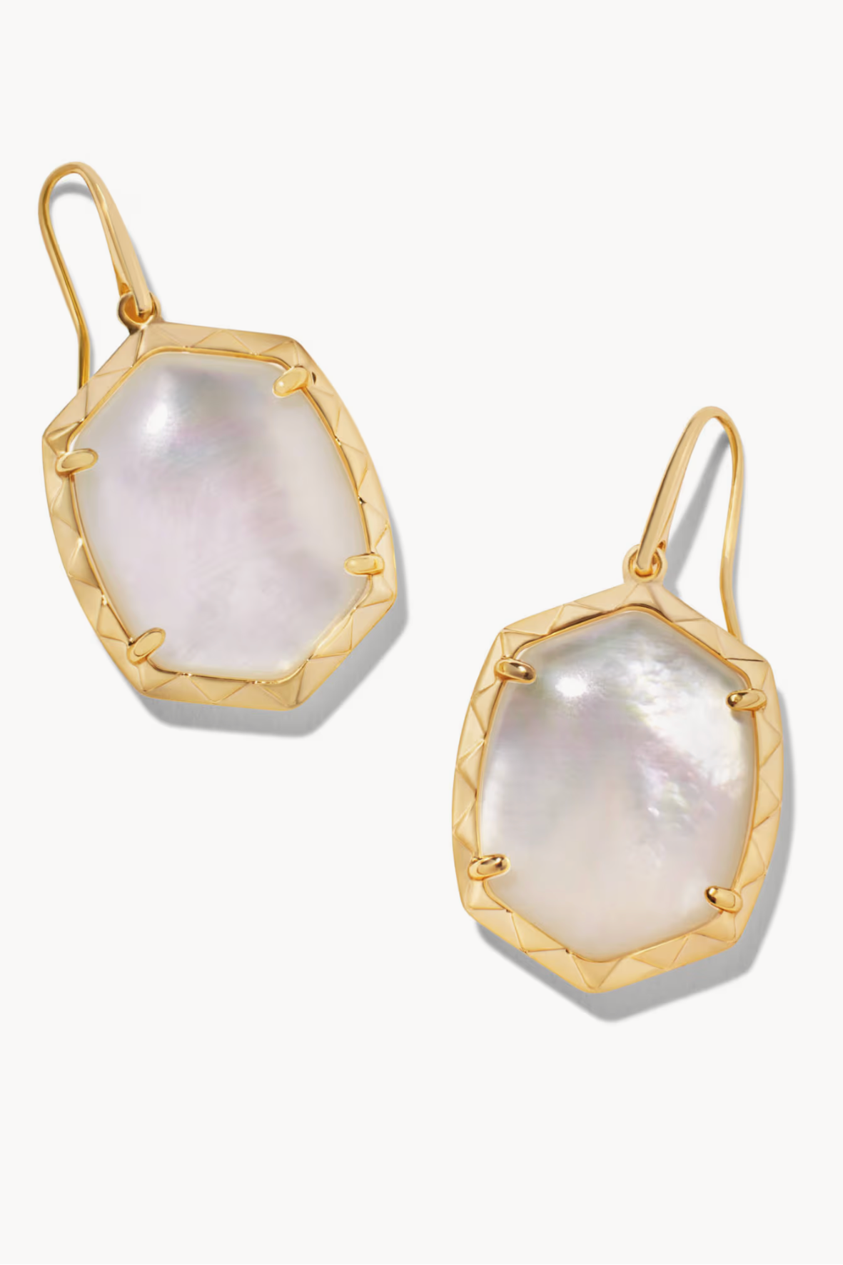 Daphne Gold Drop Earrings - Ivory Mother-of-Pearl