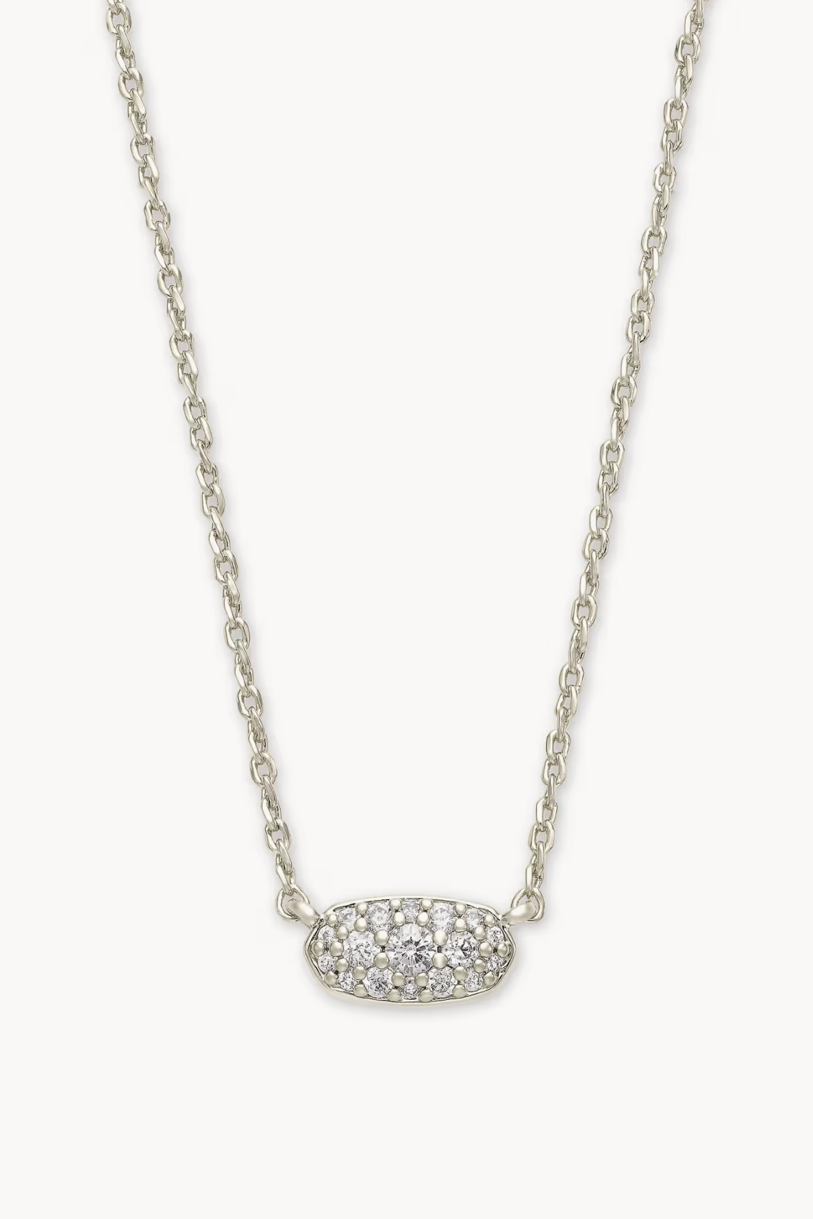 Grayson Rhodium Pendant Necklace-White Crystal