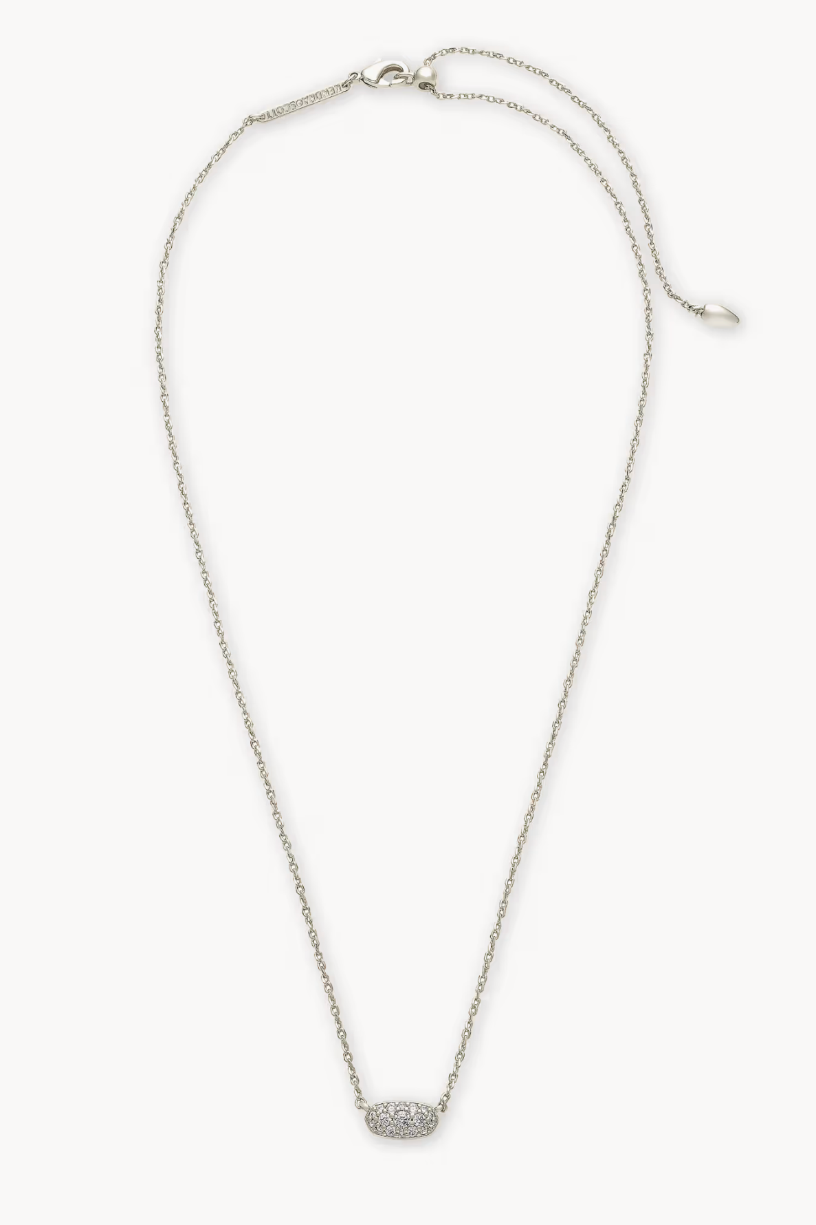 Grayson Rhodium Pendant Necklace-White Crystal