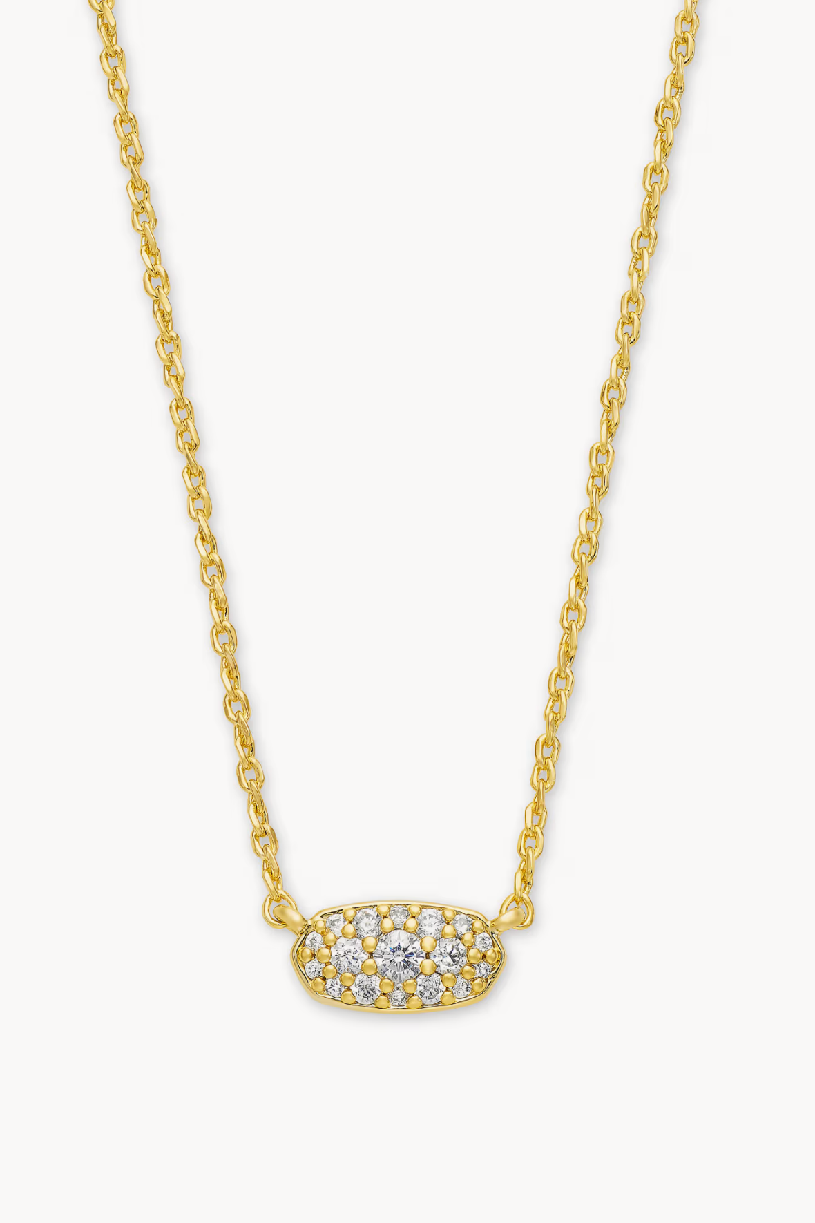 Grayson Gold Pendant Necklace-White Crystal
