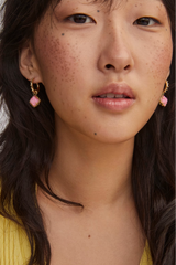 Mallory Rose Gold Huggie Earrings - Blush