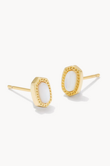 Mini Ellie Gold Stud Earrings - Ivory Mother-of-Pearl