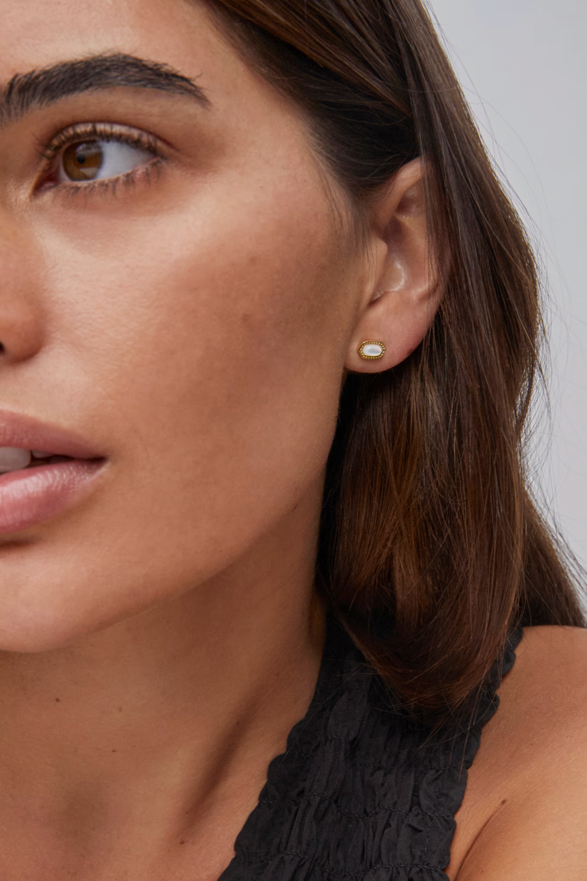 Mini Ellie Gold Stud Earrings - Ivory Mother-of-Pearl