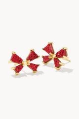 Blair Bow Gold Small Stud Earrings - Red Drusy