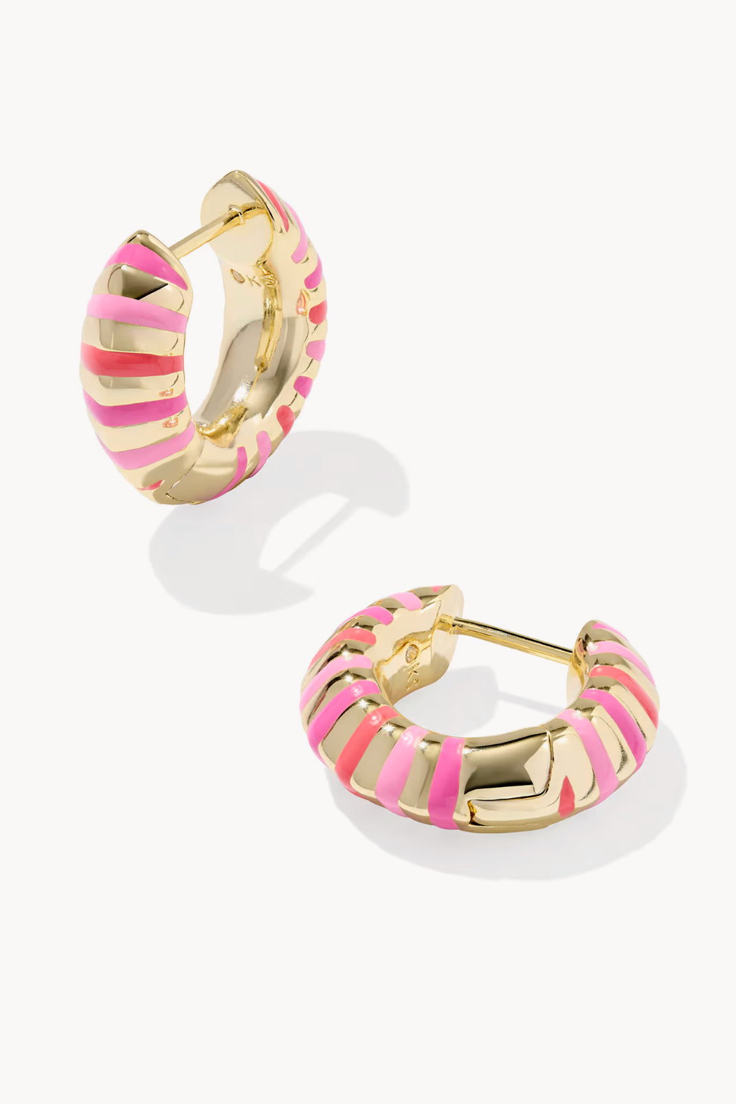 Mikki Gold Enamel Huggies - Pink Mix