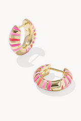 Mikki Gold Enamel Huggies - Pink Mix