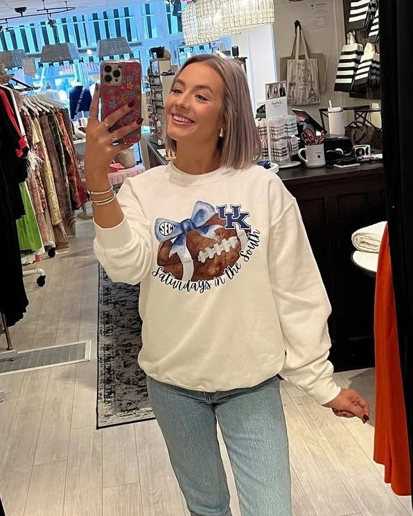 Kentucky Football Bow Sweatshirt - White