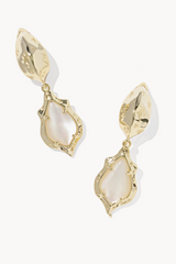 Adriana Scallop Frame Gold Huggie Earrings - Natural