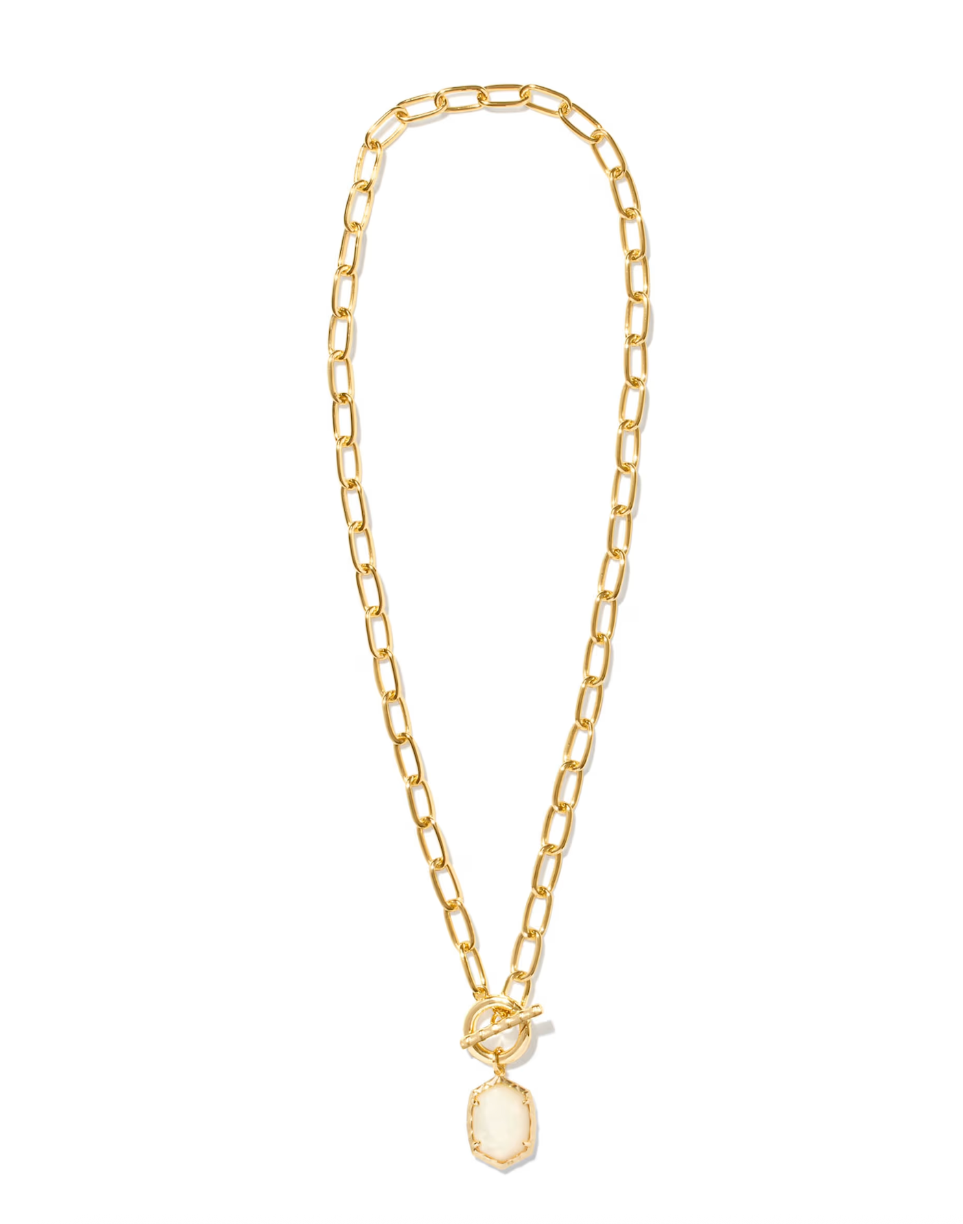 Daphne Gold Link and Chain Necklace - Ivory Mother-of-Pearl