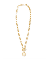 Daphne Gold Link and Chain Necklace - Ivory Mother-of-Pearl