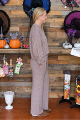Striped Hacci Long Sleeve Crewneck Top
