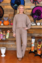 Striped Hacci Long Sleeve Crewneck Top