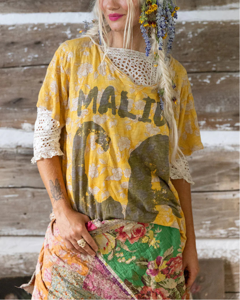 Magnolia Pearl Blockprint Malibu CA Tee 1761