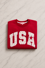 USA Cherry Detail Crewneck Sweatshirt