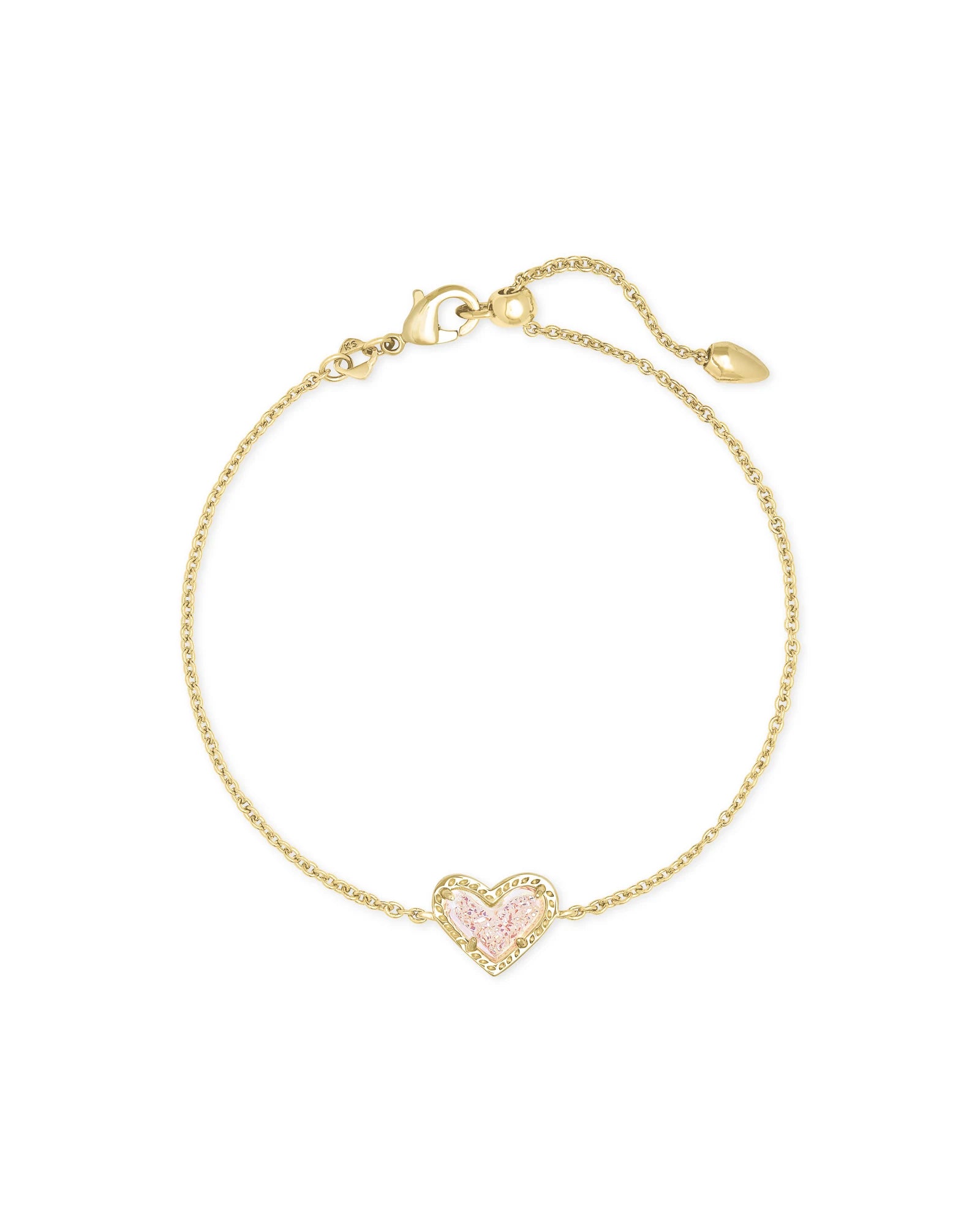 Ari Heart Gold Delicate Chain Bracelet-Iridescent Drusy