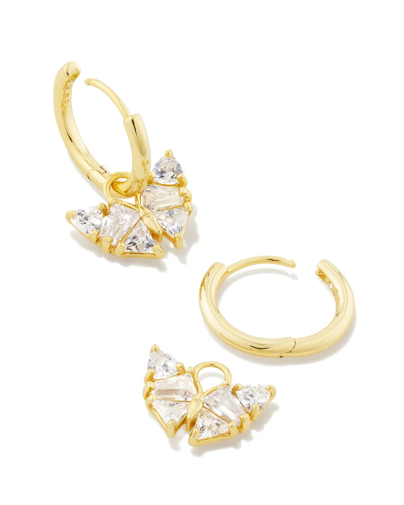 Blair Butterfly Gold Huggie Earrings - White Crystal