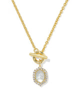 Daphne Crystal Frame Gold Toggle Necklace