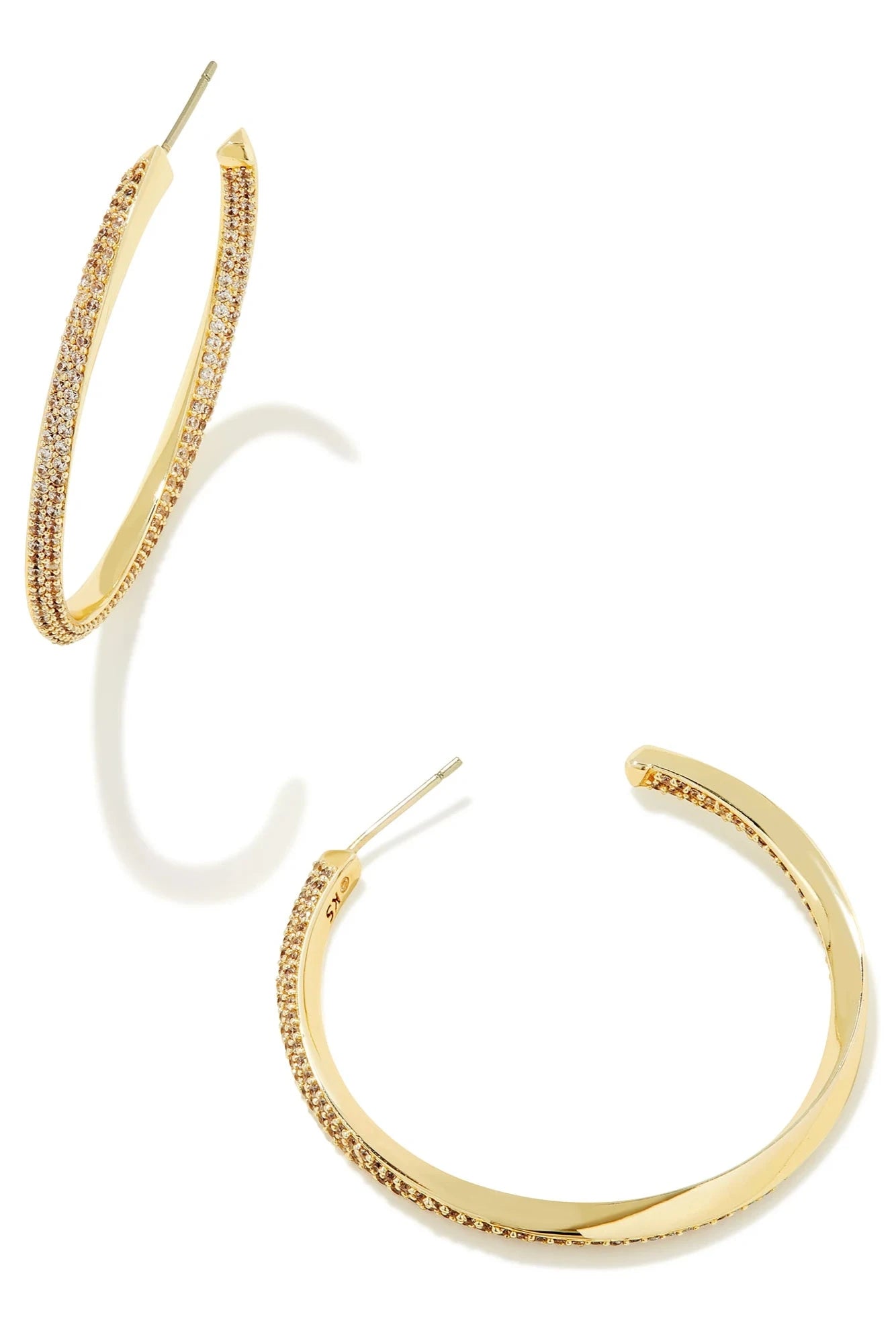 Ella Gold Hoop Earrings - White Crystal