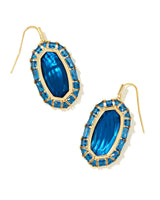 Elle Gold Crystal Frame Drop Earrings - Sea Blue Illusion