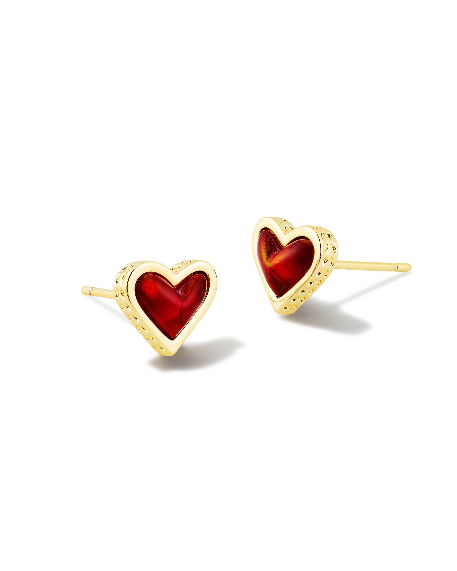 Framed Ari Heart Stud Earrings - Red Opalescent