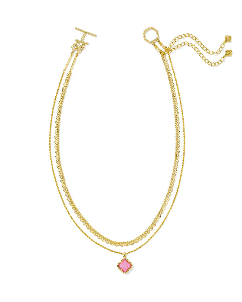 Mallory Rose Gold Multi Strand Necklace-Blush