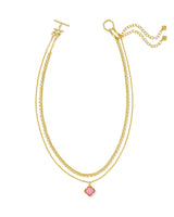 Mallory Rose Gold Multi Strand Necklace-Blush