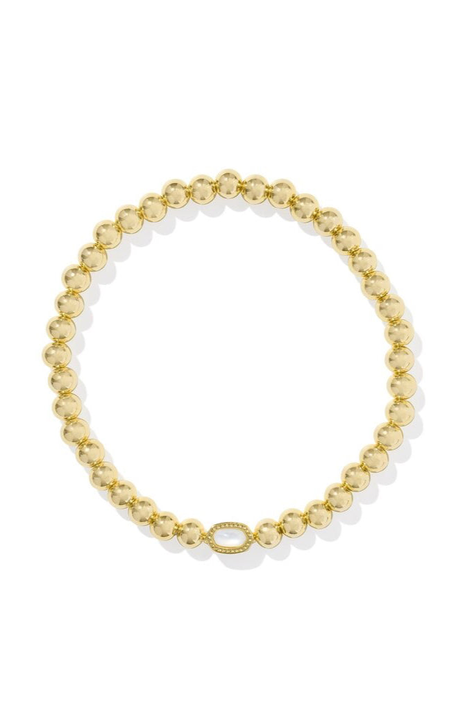 Mini Elaina Gold Stretch Bracelet - Ivory