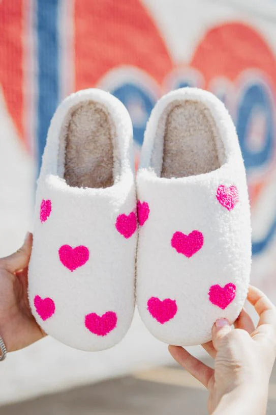 Pink Hearts All Over Slippers
