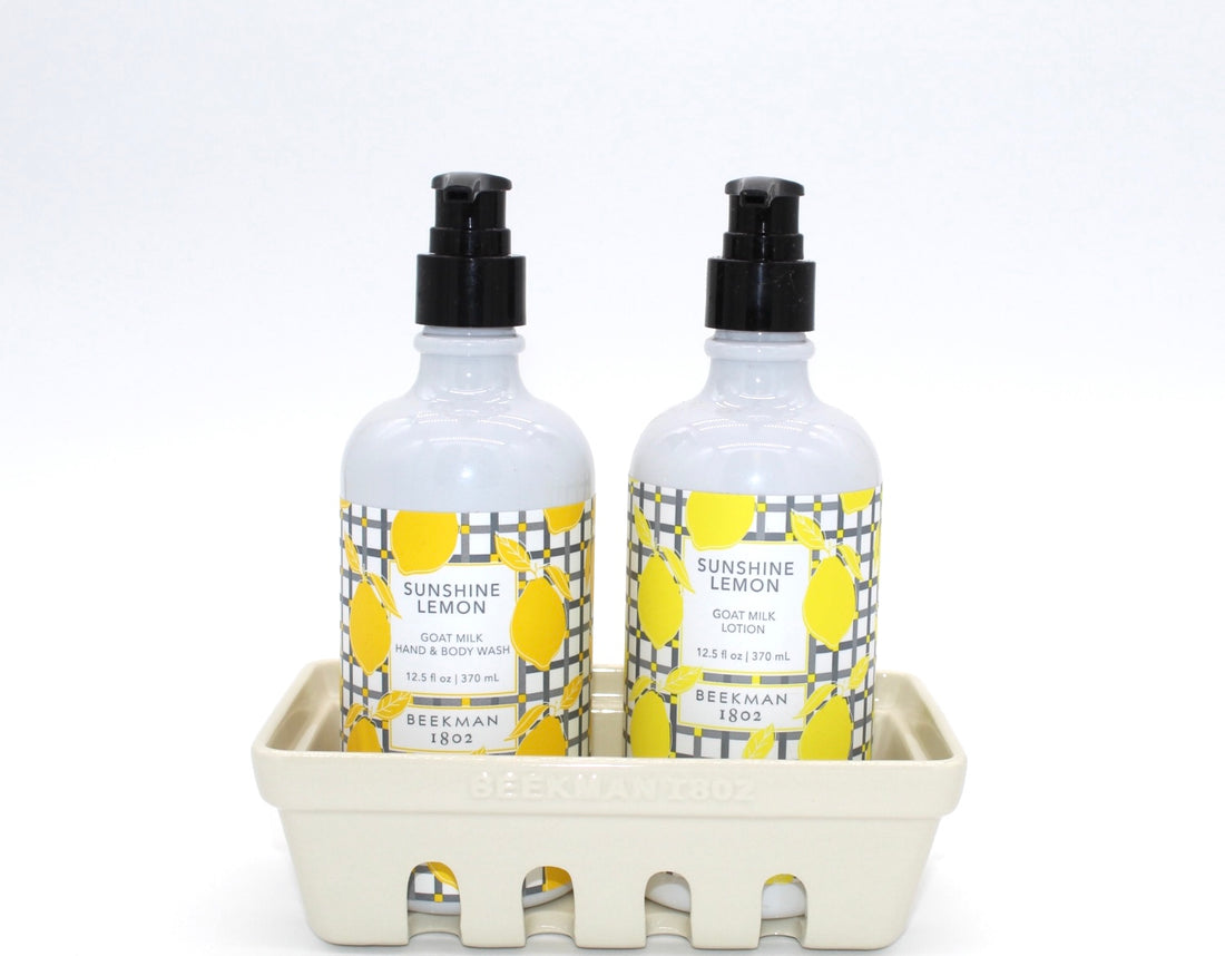 Sunshine Lemon Hand &amp; Body Wash and Lotion with Caddy