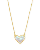 Ari Heart Gold Short Pendant Necklace-Dichroic Glass