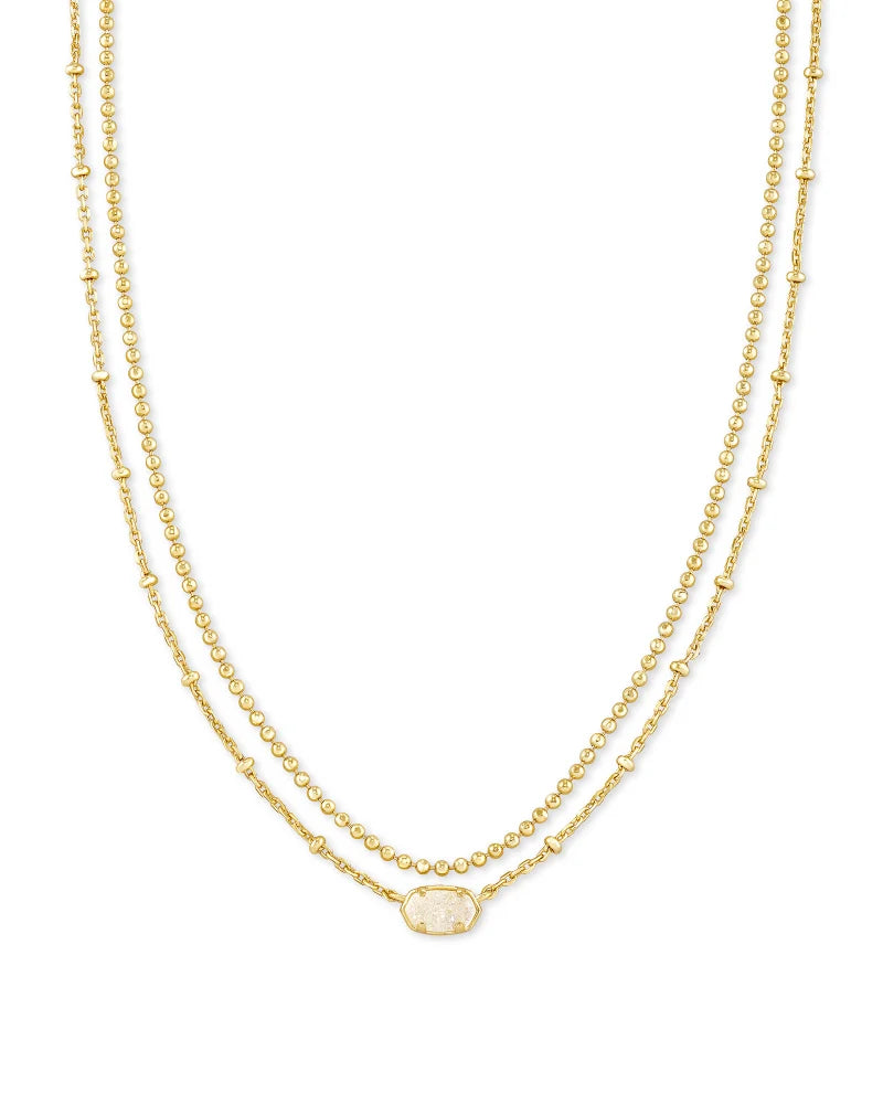 Emilie Gold Multi Strand Necklace-Iridescent Drusy