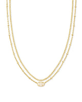 Emilie Gold Multi Strand Necklace-Iridescent Drusy
